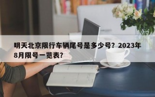 明天北京限行车辆尾号是多少号？2023年8月限号一览表？