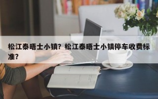 松江泰晤士小镇？松江泰晤士小镇停车收费标准？